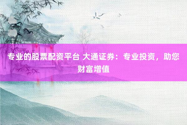 专业的股票配资平台 大通证券：专业投资，助您财富增值