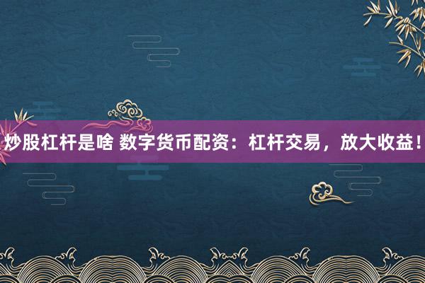 炒股杠杆是啥 数字货币配资：杠杆交易，放大收益！