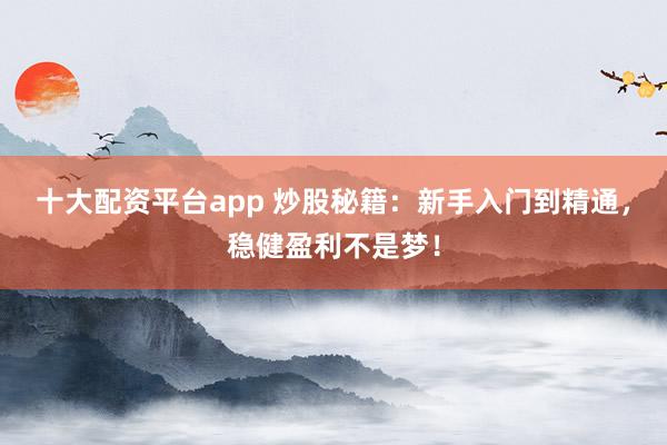 十大配资平台app 炒股秘籍：新手入门到精通，稳健盈利不是梦！