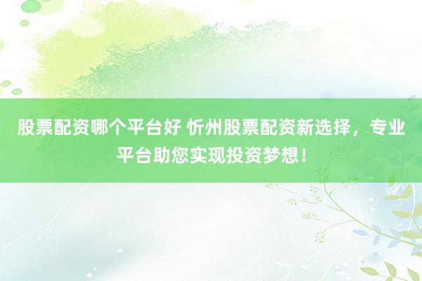 股票配资哪个平台好 忻州股票配资新选择，专业平台助您实现投资梦想！